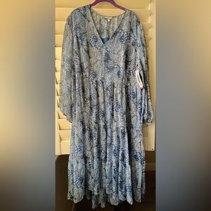 Joie - NWT - XL - Long Sleeve Dress - Blue “Parisian Paisley” Maxi dress